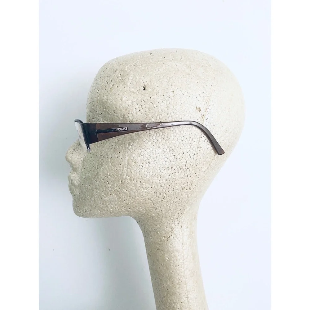 Prada Brown Metal Rectangular W Lucite Temples Glasses Italy VPR521 53 17 135